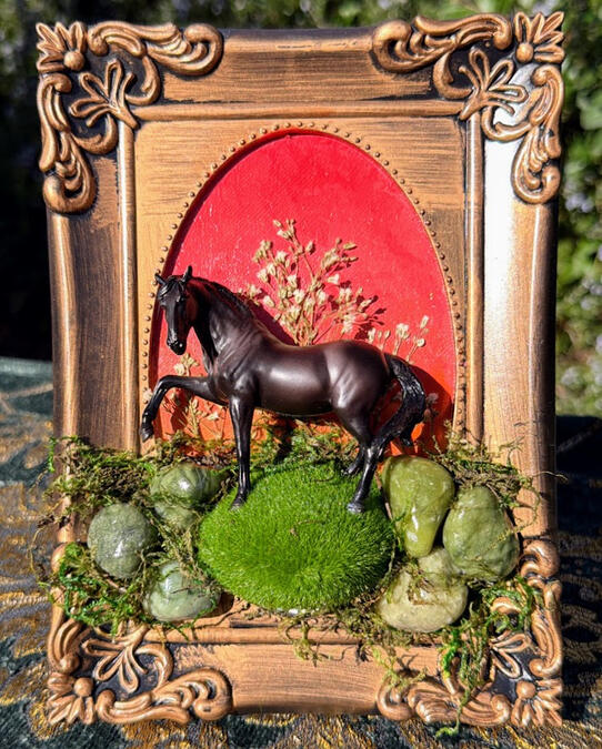 Sunset Stallion | real pressed flowers / rocks, faux moss