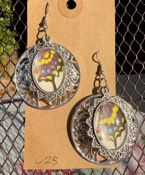 Swallowtail Wings. Silver fish hooks. Approx 1.5" in width & length w/ some weight to them! $25